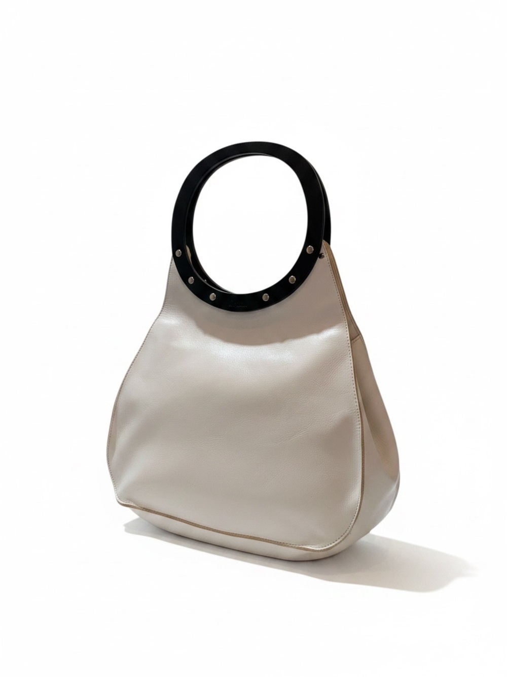 Dean Ivory Leather Shoulder Bag Circle Handles Star Charm